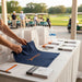 Personalized recycled microfiber golf towel for corporate golf events and sponsor gifts