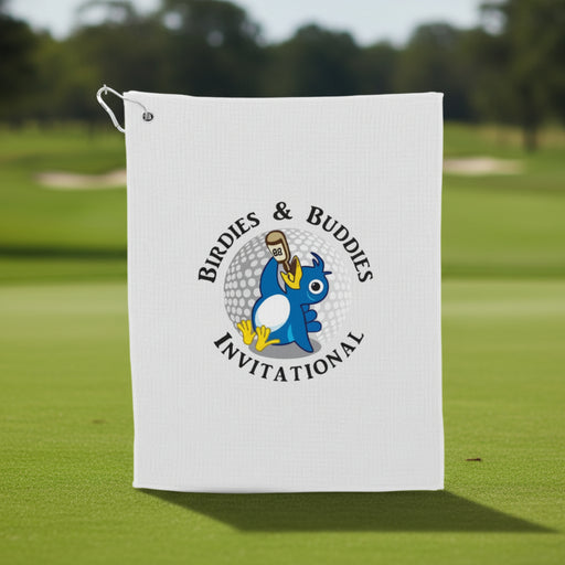Custom Logo 15 x 18 recycled microfiber waffle golf towel for tournaments