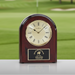 Custom Logo Rosewood Wall Clock with engraved logo for golf tournament awards and corporate recognition gifts.