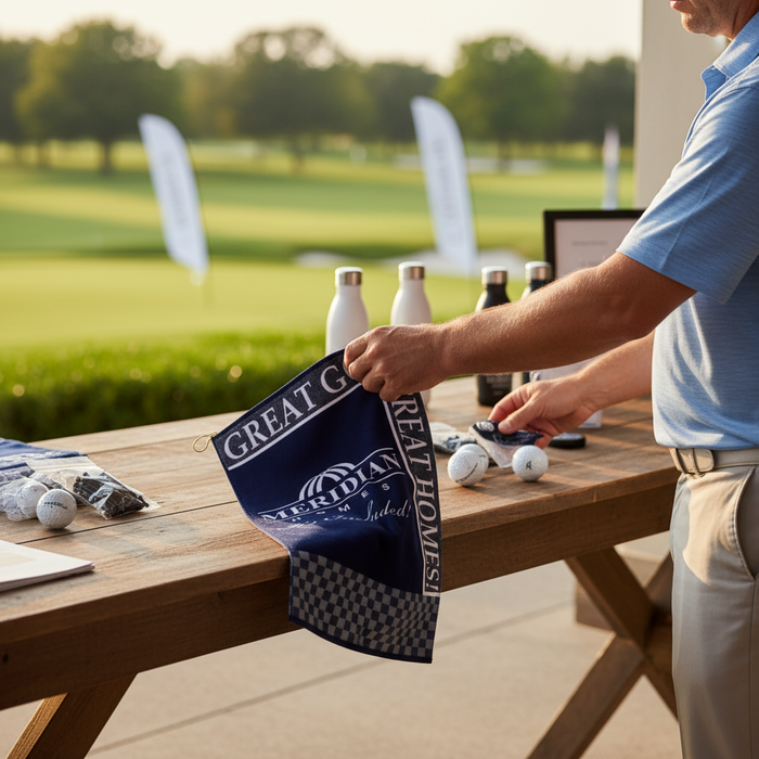 Custom Logo Signature Weave Golf Towel 16" x 19" - Tournamentshowroom.com