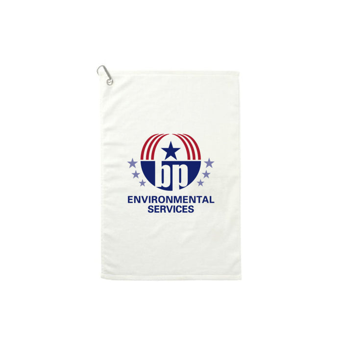 Custom Logo 16 x 25-inch terry golf towel for tournament giveaways and corporate golf events