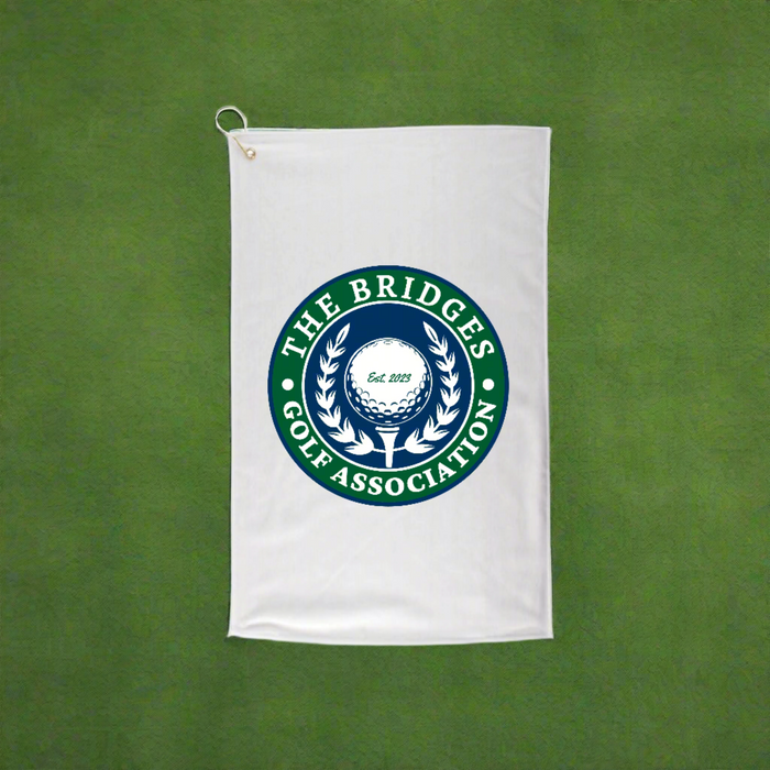 Custom Logo 16 x 25-inch waffle golf towel for tournament giveaways and golf outings