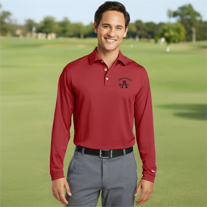 Custom Logo Embroidered  Nike Golf Long Sleeve Dri-FIT Stretch Tech Polo - Tournamentshowroom.com