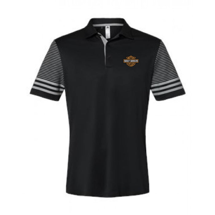 Custom Logo Embroidered Men's Adidas Striped Sleeve Sport Shirt