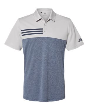 Custom Logo Embroidered Men's Adidas Heathered Colorblock 3-Stripes Sport Shirt