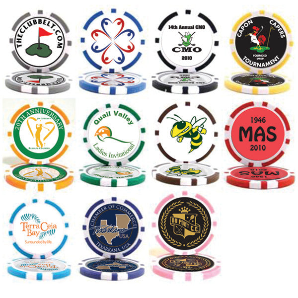 Custom Logo 11.5 gram ABS Poker Chips with 8 Stripes (Full Color Laminated Decals)