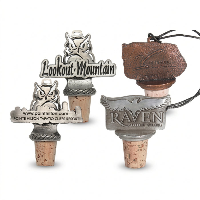 Customized Pewter Golf Wine Stopper with Your Logo-Tournamentshowroom.com