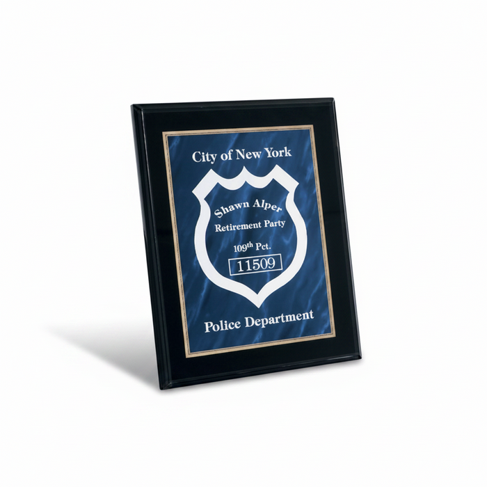 Custom Logo Acrylic Bevelled Blue Marble Plaque Series-Tournamentshowroom.com