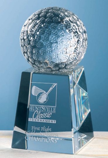 Custom Deep Etched Optical Crystal Golf Awards