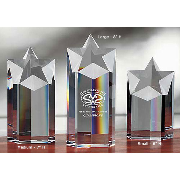 Star Optical Crystal Custom Etched Golf Awards