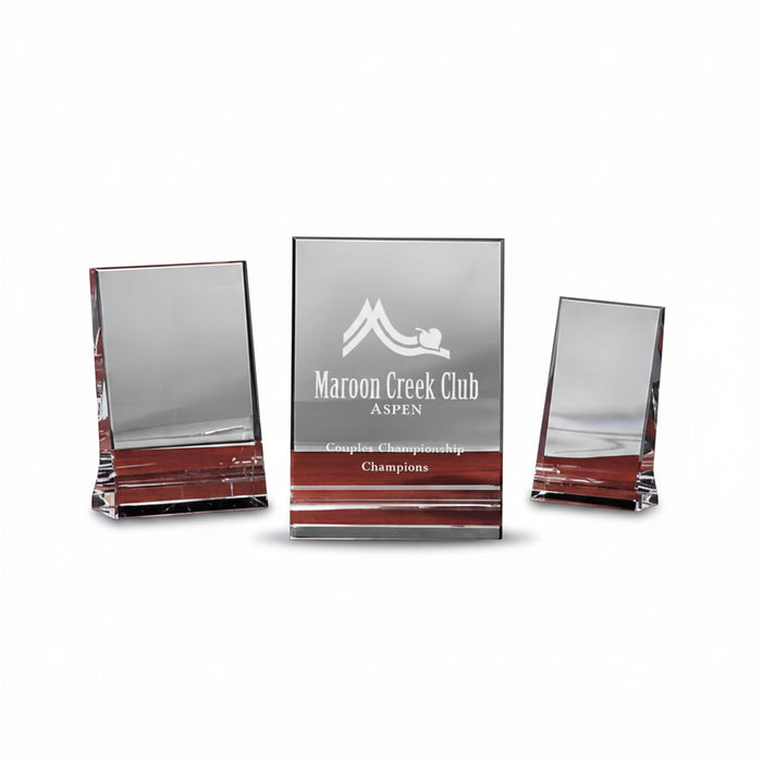 Vertical Wedge Optical Crystal Custom Logo Golf Award-Tournamentshowroom.com