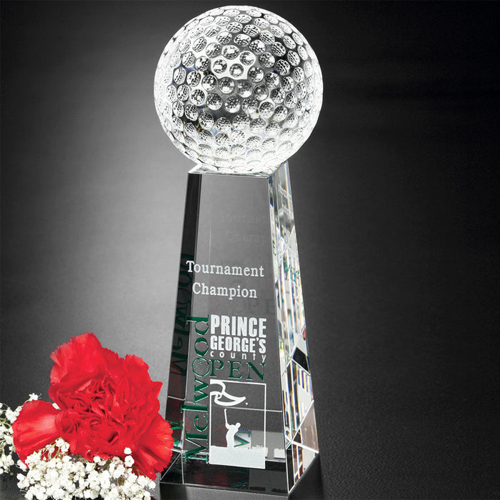 Custom Engraved Sport Ball Crystal Golf Award