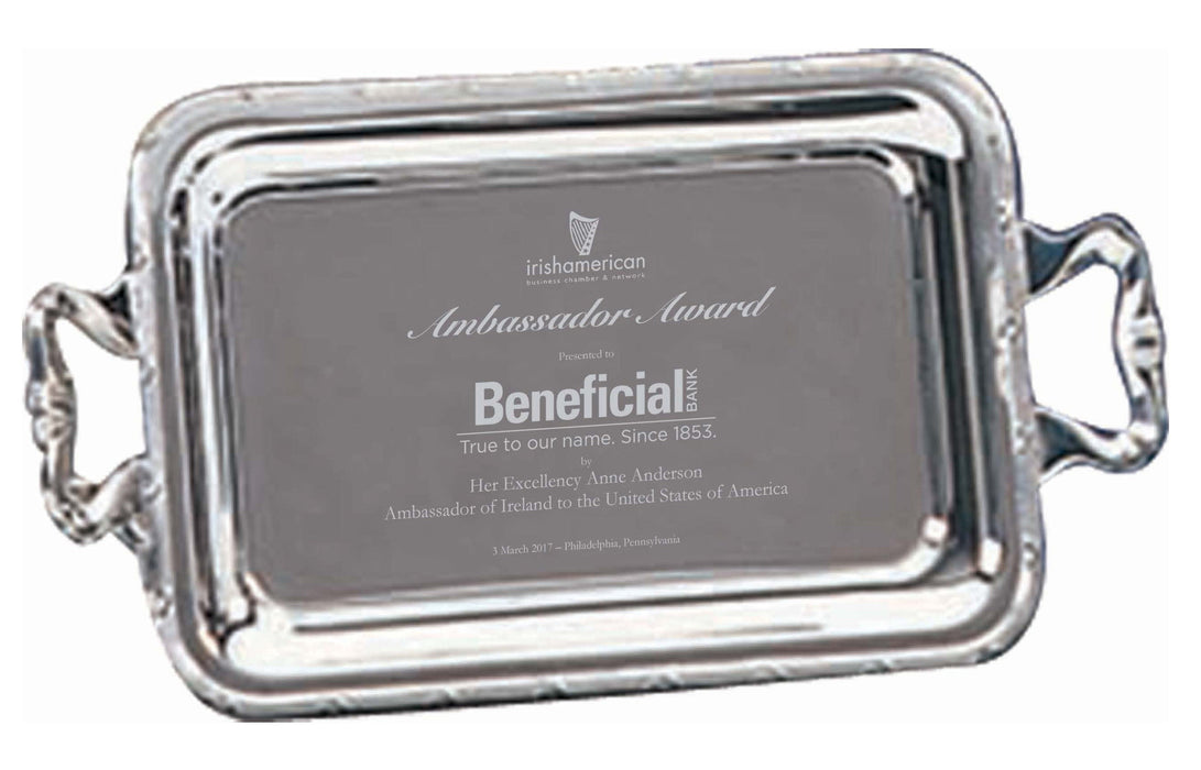 Custom Logo Engraved Corporate Golf Event Award Silverplate Tray