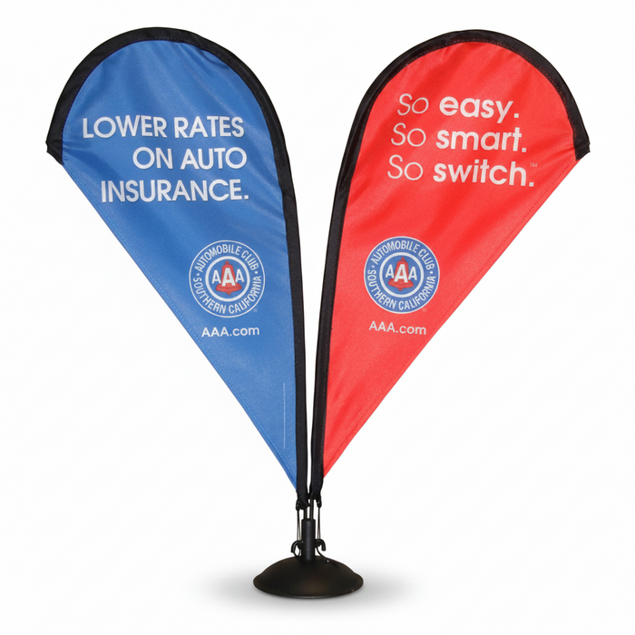 Custom Golf Signs - Table Top Teardrop Banner Digitally Printed with Your Logo-Tournamentshowroom.com