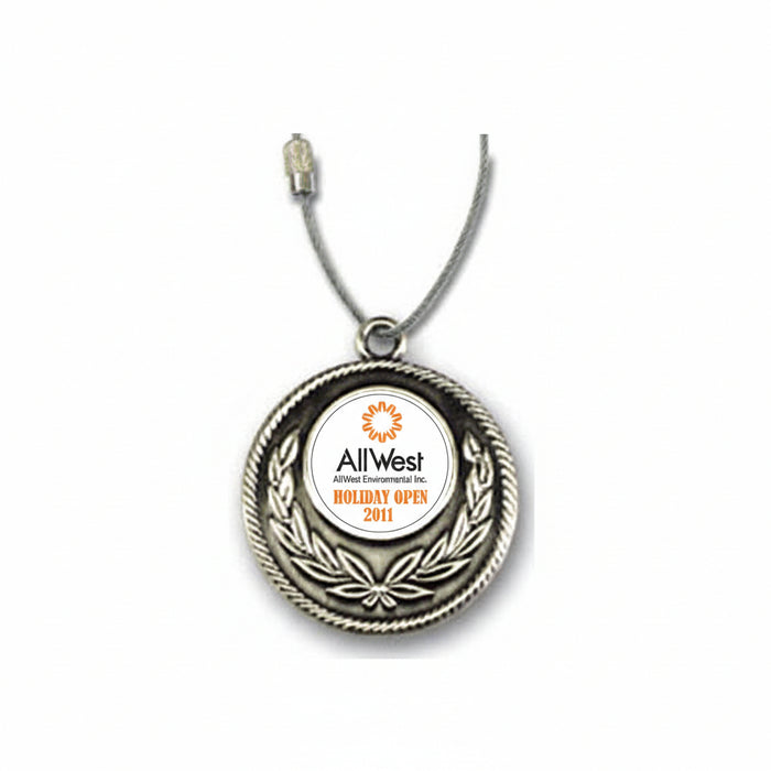 Golf Metal Bag Tag with Rope Border-Tournamentshowroom.com