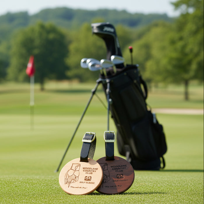 Golf Round Wood Bag Tag-Tournamentshowroom.com