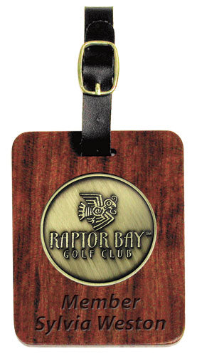 Rectangular Rosewood Golf Bag Tag Medallion