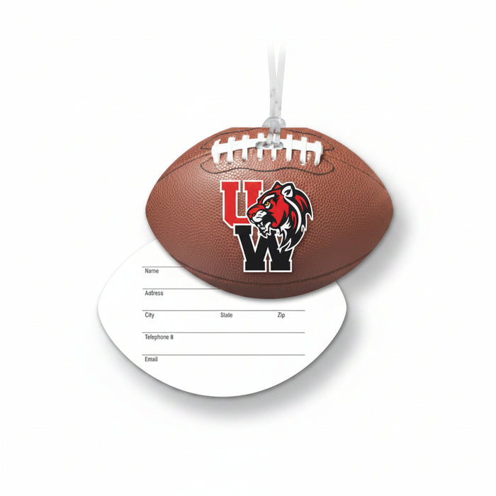 Custom Logo Football Luggage Tag with Clear Strap-Tournamentshowroom.com