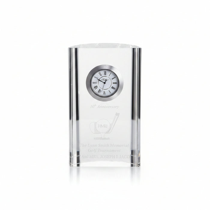 Etched Golf Crystal Award Clock-Tournamentshowroom.com