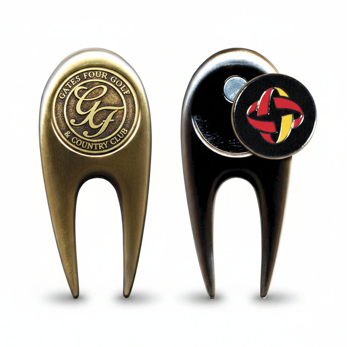Full Color Sleek and Compact Divot Repair Tool with Custom Magnetic Ball Marker-Tournamentshowroom.com