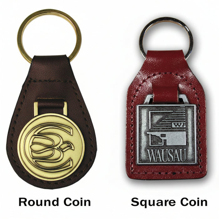 Custom Logo Bargain Leather Die Struck Coin Golf Key Chain-Tournamentshowroom.com