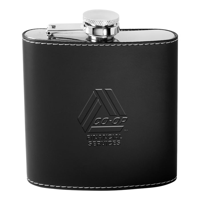 Custom Logo 6 oz. Leather-like Flask