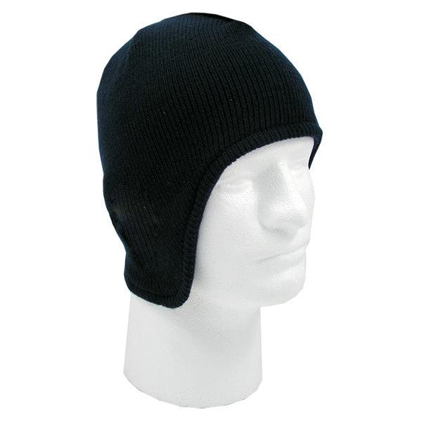 Fleece Lined Acrylic Beanie w/ Flap Embroidered with Your Logo