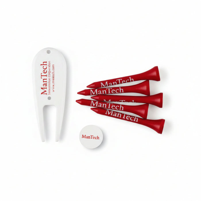 Custom Golf Tee Packs with 5 Golf Tees, Golf Ball Marker and Golf Divot Tool-Tournamentshowroom.com