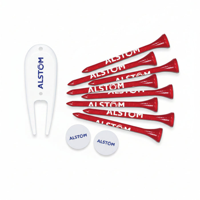 Custom Gift Pack with 8 Golf Tees, 2 Ball Markers, and 1 Divot Tool-Tournamentshowroom.com