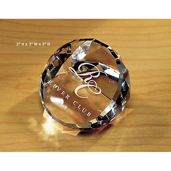 Standing Faceted Paperweight Etched with your Logo