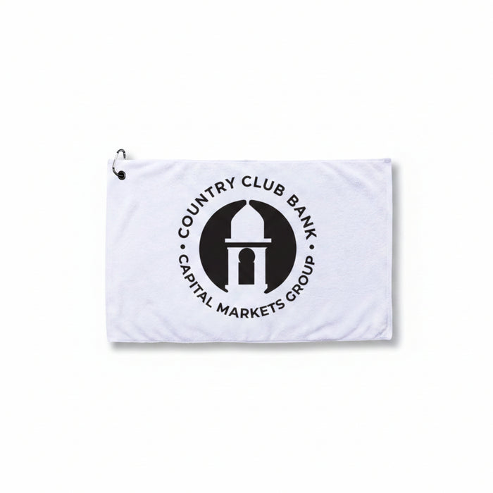 Custom logo premium golf towel with personalized branding for golf outings