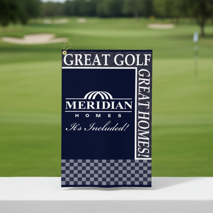 Custom logo 16x19 signature weave golf towel with branded design for tournaments