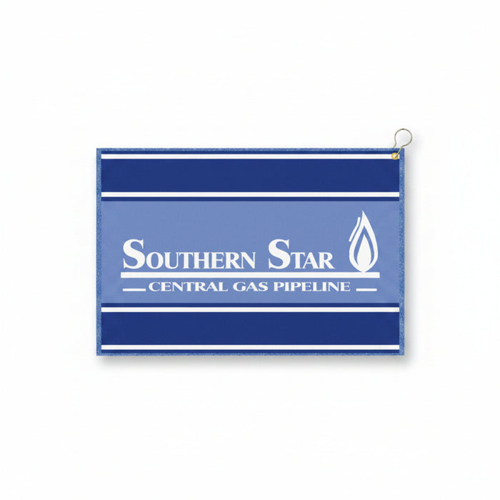Custom logo 16x24 golf towel designed for promotional golf merchandise events